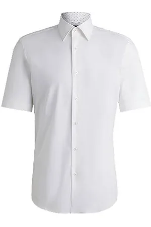 HUGO BOSS Regular-fit shirt in easy-iron stretch-cotton poplin