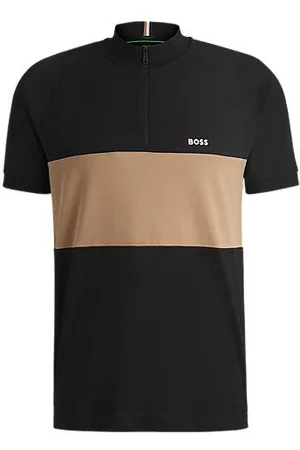 HUGO BOSS Active cotton-blend polo shirt with block stripe