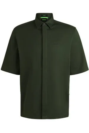 HUGO BOSS Regular-fit shirt in mesh-structured cotton