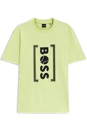 HUGO BOSS Relaxed-fit T-shirt with tennis-inspired mesh-print logo