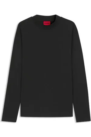 HUGO BOSS Mock-neck slim-fit T-shirt in mercerised cotton