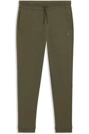 HUGO BOSS Cotton-terry tracksuit bottoms with logo patch