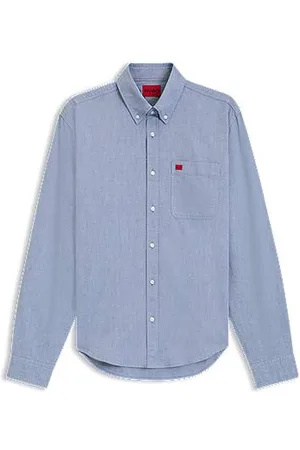 HUGO BOSS Slim-fit button-down shirt in washed Oxford cotton