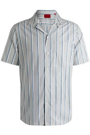 HUGO BOSS Relaxed-fit shirt in striped cotton poplin