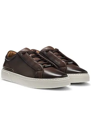 HUGO BOSS Gary leather trainers with hidden laces