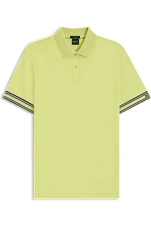 HUGO BOSS Slim-fit polo shirt in cotton with striped cuffs