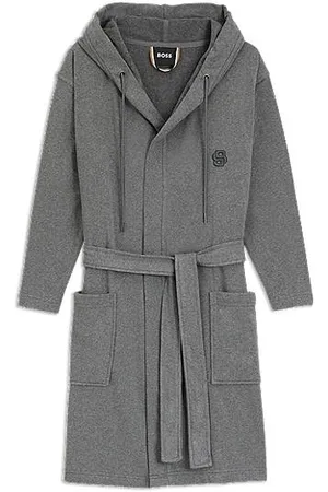 HUGO BOSS Hooded bathrobe in cotton jersey with Double B monogram
