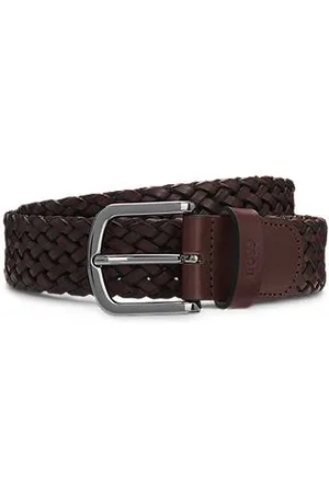 HUGO BOSS Woven-leather belt with logo keeper