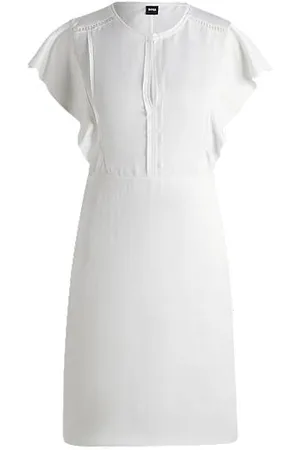 HUGO BOSS Keyhole-neckline dress with frilled sleeves