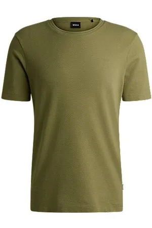 HUGO BOSS Cotton-blend T-shirt with bubble-jacquard structure