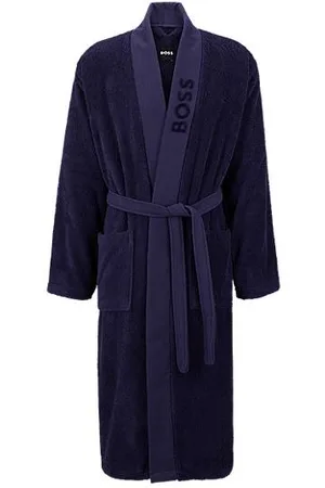 HUGO BOSS Logo-lapel dressing gown in long-fibre cotton