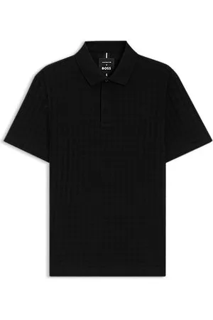 HUGO BOSS Porsche x polo shirt in houndstooth-jacquard mercerised cotton