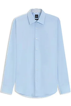 HUGO BOSS Regular-fit shirt in easy-iron stretch-cotton poplin