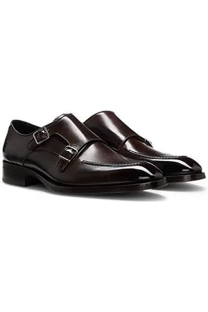 HUGO BOSS Leather monk shoes with double strap