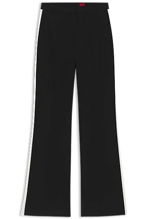HUGO BOSS Regular-fit trousers in stretch fabric with side stripes