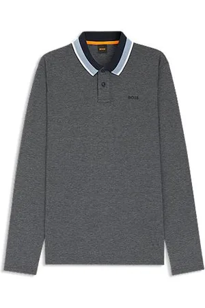 HUGO BOSS Polo shirt in cotton piqué with striped collar