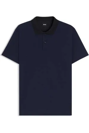 HUGO BOSS Mercerised-cotton polo shirt with geometric jacquard