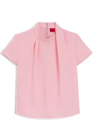 HUGO BOSS Crepe top with draped mock neckline
