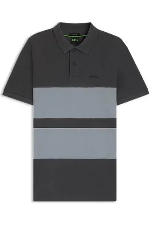 HUGO BOSS Cotton-piqué polo shirt with block stripes