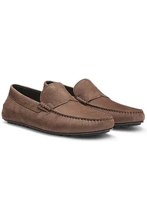HUGO BOSS Nubuck-leather loafers with driver sole