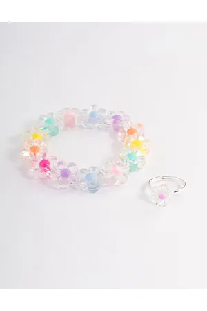 Lovisa Kids Pastel Flower Stretch Bracelet & Ring Set