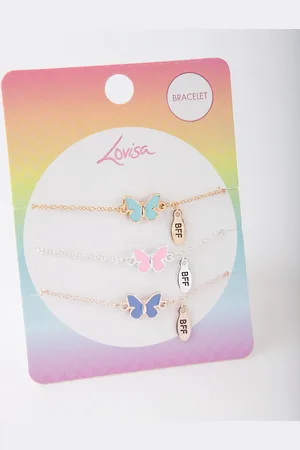 Lovisa Kids Mixed Metal Butterfly BFF Bracelet Pack