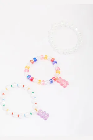 Lovisa Kids Mixed Pearl & Beaded Charm Bracelet 3-Pack