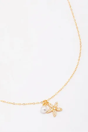 Lovisa Gold Plated Starfish Freshwater Pearl Chain Necklace