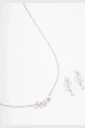 Lovisa Rhodium Dainty Sparkle Flower Necklace & Earring Set
