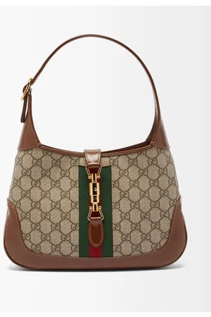 Gucci, Leather-trim Horsebit-jacquard Tote Bag, Mens, Brown Multi