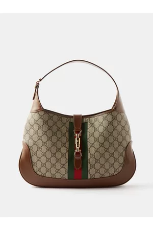 GUCCI Jackie 1961 medium webbing-trimmed coated-canvas and leather shoulder  bag