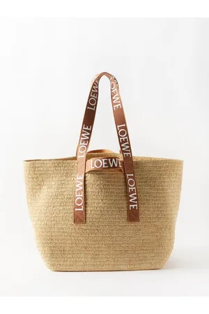 Loewe Logo-embroidered Raffia Cross-body Bag - Beige