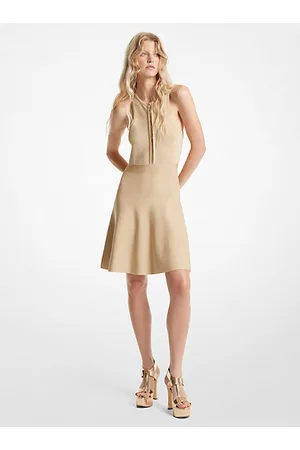 Kors Stretch Knit Zip-up Polo Dress