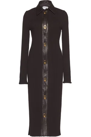 Bottega Veneta Collared Knitted Wool-Blend Midi Dress - - XS - Moda Operandi