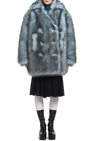 Prada Double-Breasted Faux Fur Coat - - IT 48 - Moda Operandi
