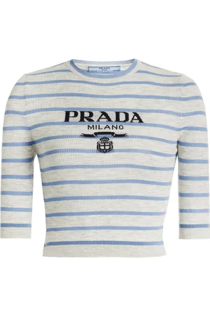 Prada Striped Ribbed-Knit Wool Top - - IT 44 - Moda Operandi
