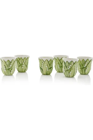 Moda Domus Set-of-Six Lily of the Valley Ceramic Tumblers - - Moda Operandi