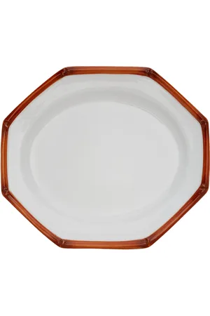 Moda Domus Bamboo Painted Ceramic Oval Tray - - Moda Operandi