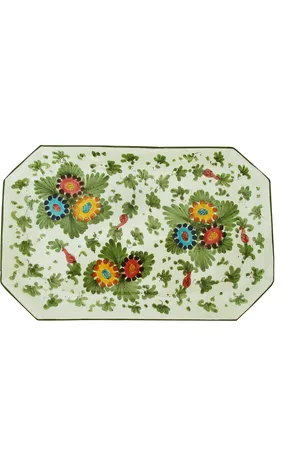 Moda Domus Fiorito by ; HandHandpainted Ceramic Rectangular Tray - - Moda Operandi