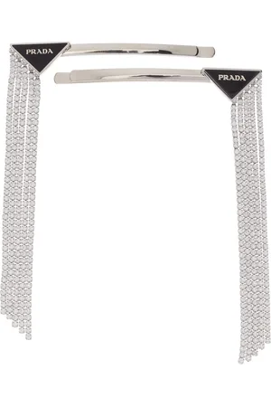 Prada Crystal-Embellished Silver-Tone Barrette - - OS - Moda Operandi