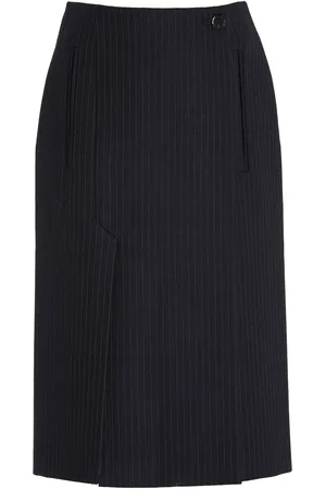 Prada Pinstriped Wool Midi Skirt - - IT 36 - Moda Operandi