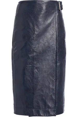 Bottega Veneta Belted Embossed-Leather Midi Pencil Skirt - - IT 38 - Moda Operandi