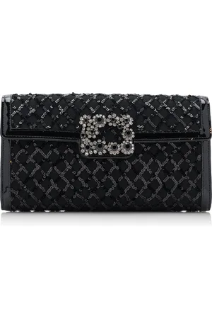 Roger Vivier Flower-Buckle Sequined Patent Leather Clutch - - OS - Moda Operandi
