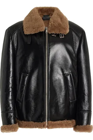 Prada Shearling Leather Bomber Jacket - - IT 40 - Moda Operandi