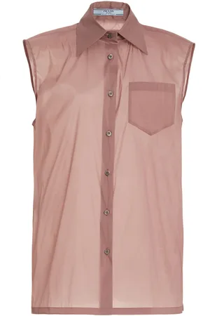 Prada Sleeveless Silk-Blend Shirt - - IT 40 - Moda Operandi