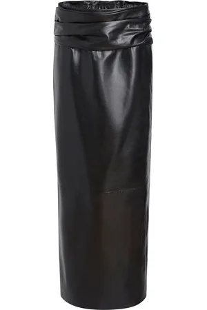 Khaite Winler Ruched Leather Maxi Skirt - - US 6 - Moda Operandi