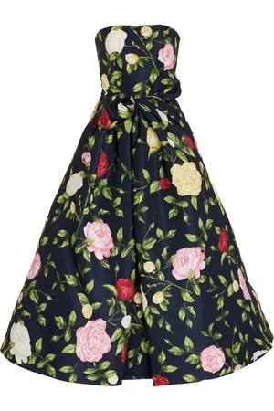 Oscar de la Renta Floral Faille Midi Dress - - US 6 - Moda Operandi