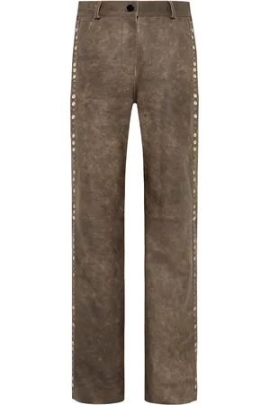 SIEDRES Renas Embellished Leather Flare Pants - - EU 36 - Moda Operandi