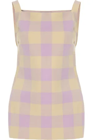 High Asher Gingham Cotton-Blend Knit Apron Top - - XS - Moda Operandi