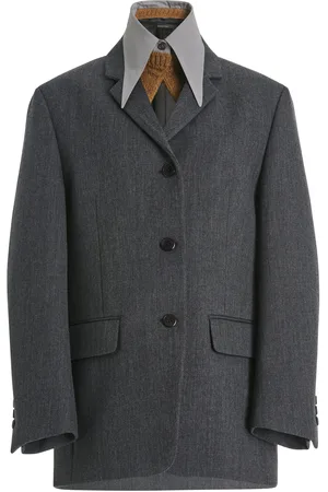 Prada Collared Gabardine Jacket - - IT 38 - Moda Operandi